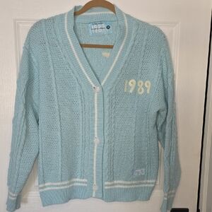 Taylor Swift Light Blue Cardigan with 1989 Embroidery